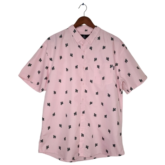 Molokai Surf Co. Light Pink Wild West Short Sleeve Button-down Shirt Size 2XL - Picture 1 of 5